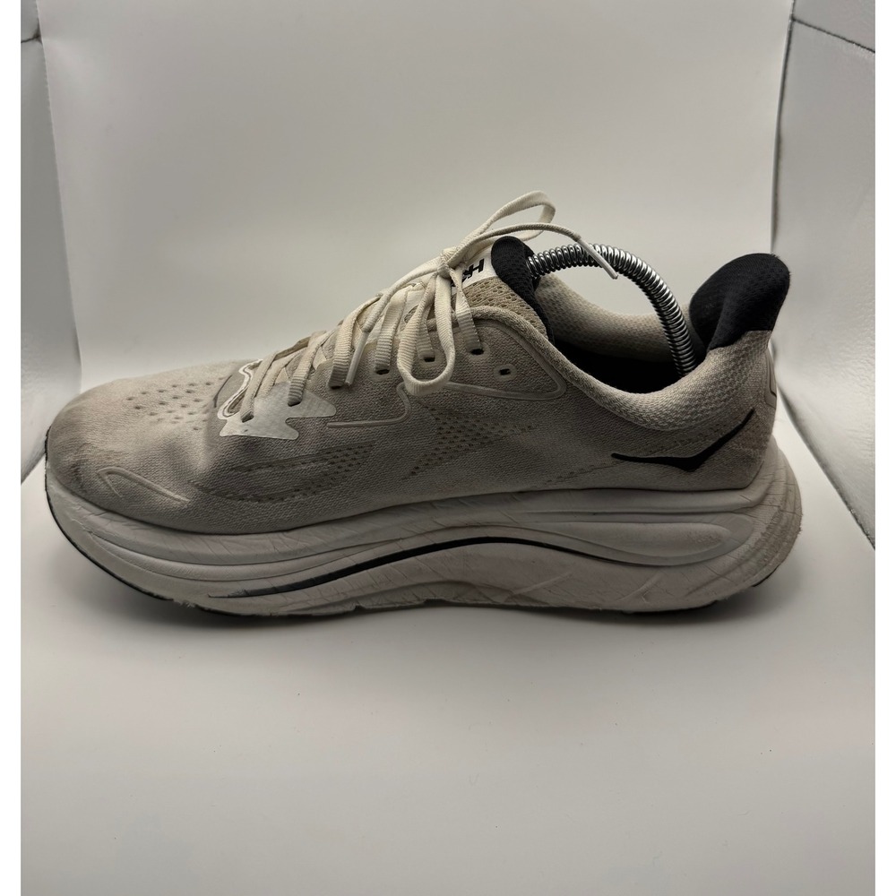 Hoka Clifton 10 Running Shoes Mens 11 White Black 1162030 WBLC Fair Scuffed